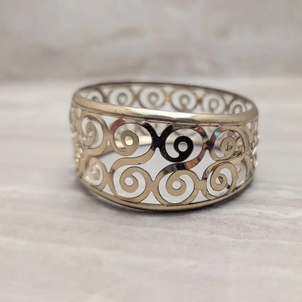 Vintage Bracelet / Bangle - Scroll Bracelet - Tarnished and Bent